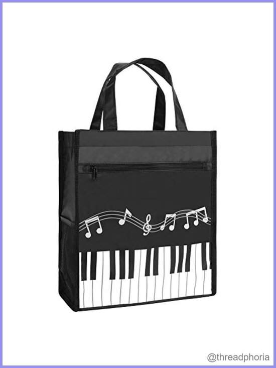 Handbags - Piano Keys Music Tote Waterproof Oxford Cloth Handbag Book Bag Gift
